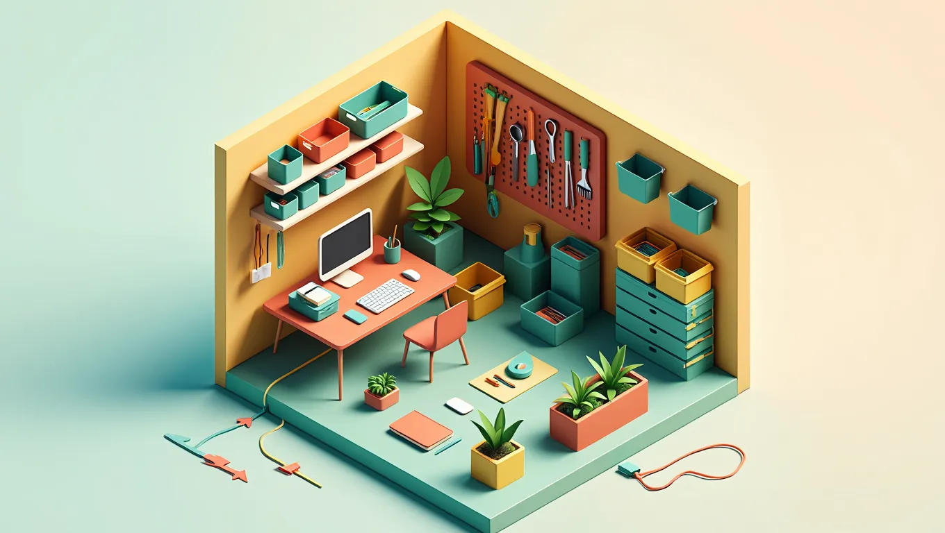 Onze georganiseerde ruimte werkwijze illustratie